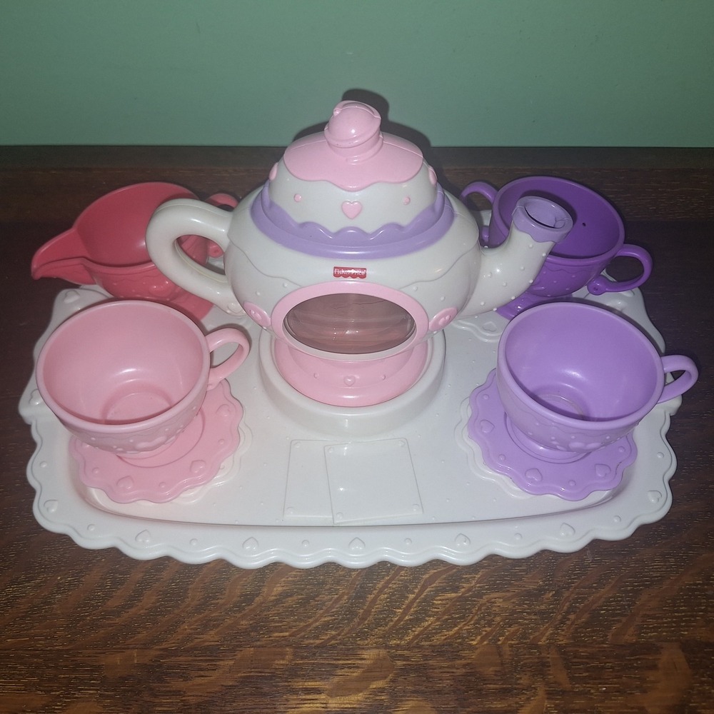 Fisher Price Magical Play Fun Food Tea Set Cream Sugar Tea Pot Tray lot